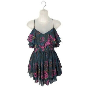 H&M Y2K Navy Blue Floral Cross Back Tunic Tank Top 6